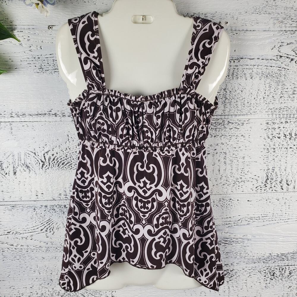 ✨ Trixxi Brown Baroque Babydoll Top Small Y2K Boho Festival